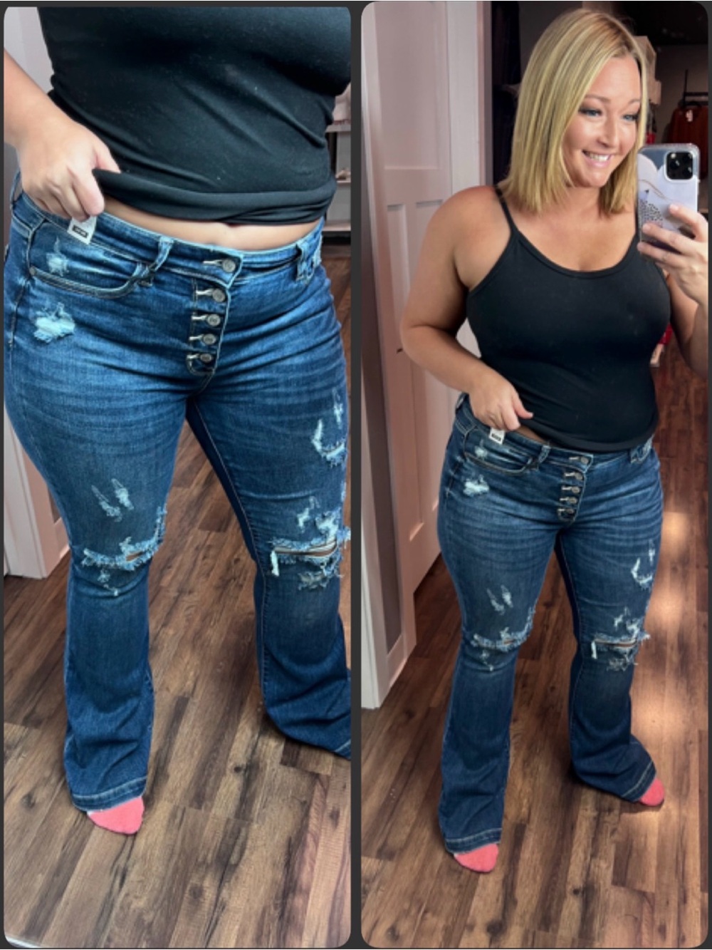 New size 9 Judy Blue Women's Distressed Button-Fly flare Jeans